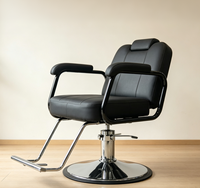 Fauteuil de Barbier Ergonomique Populaire avec Base Hydraulique Robuste Noir – Mobilier de Salon pour Hommes et Salons de Coiffure