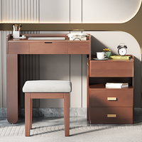 Bureau de coiffeuse de maquillage avec miroir rabattable, éclairage LED, longueur réglable et grands tiroirs