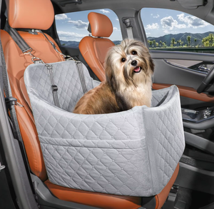 Asiento Elevado para Perros y Gatos Pequeños, con Cubierta Lavable Acolchada Oxford Estampada y Correas de Seguridad - Product Image 6