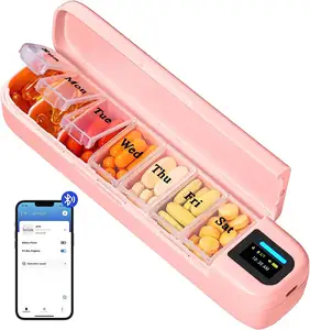 Multifunctionele Slimme Pil Opbergdoos Met Wekker Draagbare Reis 7 Bar Met Bluetooth Applicatie Medicijndoos