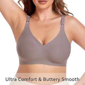 Soutiens-gorge de maternité <span class=keywords><strong>sans</strong></span> couture pour la <span class=keywords><strong>grossesse</strong></span> et l'allaitement - Bralette <span class=keywords><strong>sans</strong></span> armatures à fermeture frontale, motif uni, tricot lisse - Product Image 3