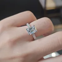 Bague en argent sterling 925 de la marque MuShan, bague brillante en moissanite VVS pour amie, plaquée or 18 carats, bagues fines brevetées MST