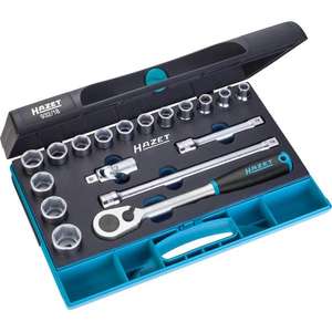 HAZET - 932/18 Set of <b>ratchet</b> and <b>sockets</b> hexagonal square 1/2'' with traction profile (18 pcs.) <b>RATCHET</b> AND <b>SOCKET</b> SETS - Product Image 1