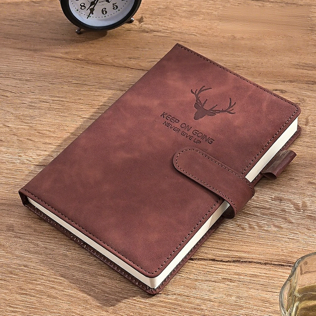 Red-brown leather cover-deer head-180 sheets 360 pages