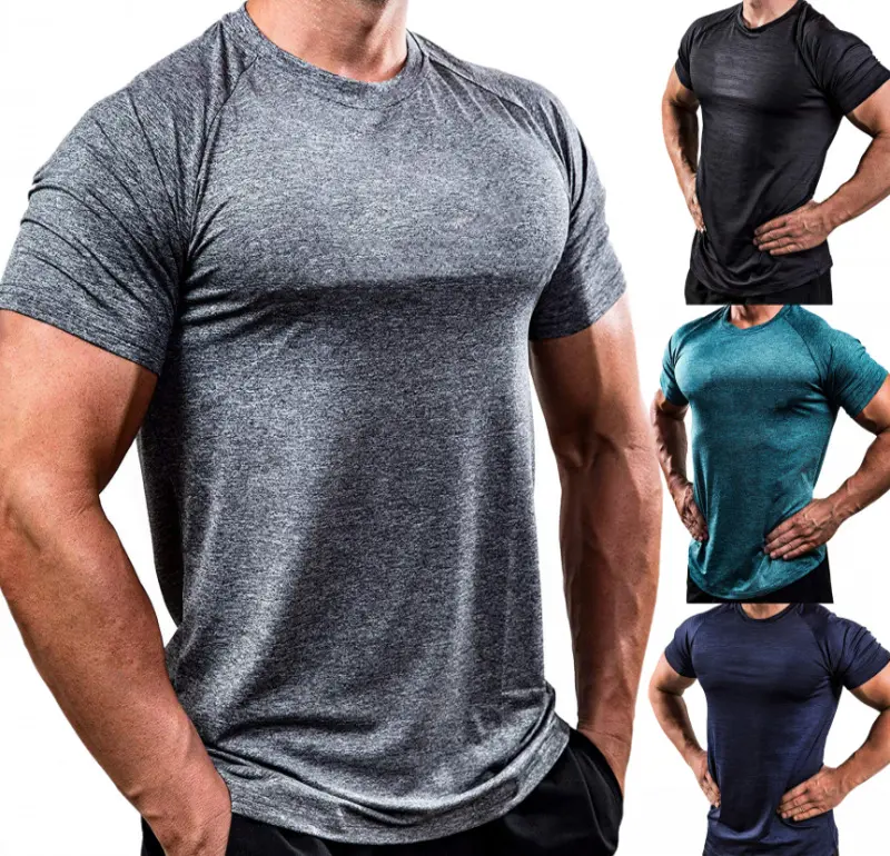Custom Crew Neck Breathable Fitness Gym Dry Fit T Shirts Athletic Running Gym Workout Sports Slim Fit Tops Shirt Sports