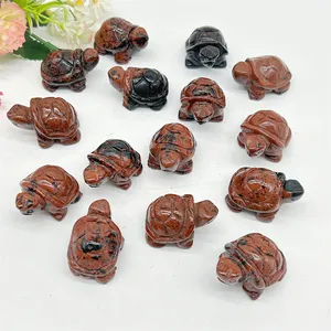 Wholesale Natural Crystal Crafts Polishing Animals Gemstone Sculpture Red Obsidian Turtle For Decoration Gift