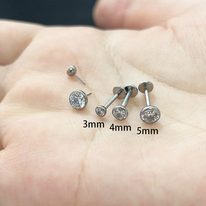 ASTM F136 <strong>Implant</strong> Grade Titanium Piercing Ear Studs Bezel CZ Tragus Threadless Helix Ring De Titanio Push in Labret - Product Image 3