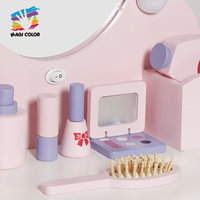 Ensemble de coiffeuse pour enfants en bois éclairé par LED - Magicolor, jeu de simulation de maquillage, miroir, accessoires cosmétiques pour les enfants
