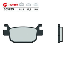 R-Attack S031SS ผ้าเบรคมอเตอร์ไซค์ 81.3x37.2x9.0 มม. แบบซินเทอร์ด สำหรับล้อหน้าและล้อหลัง - Product Image 1