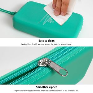 Eco-Friendly Durable Silicone Makeup Bag Fashionable Travel Cosmetic Pouch Zipper Portable for Toiletry Organizer for Women - Product Image 3