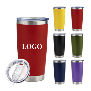 Durable Powder Coated 20oz Bulk Tumblers Insulated Double Wall Travel Coffee Mugs Stainless Steel Tumblers <b>with</b> Lid and <b>Straw</b> - Product Image 1