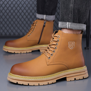 Martin <b>Boot</b> Men <b>Winter</b> Faux Fur Lined Ankle <b>Boots</b> Round Toe Chunky Heel Rubber Sole Insulative <b>Work</b> Style - Product Image 2
