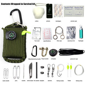 Kit de Herramientas de Supervivencia Multifuncional Portátil para Exteriores, con Cuerda de Paracord Trenzada, Bolsa de Primeros Auxilios con Mosquetón y Pedernal - Product Image 1