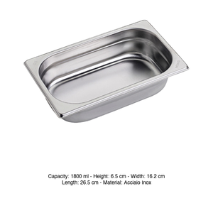 Recipiente para Alimentos GN 1/4 de Acero Inoxidable 18/10, 26.5 × 16.2 × 6.5 h cm, 395 g, Inox Inox Macel - Product Image 3