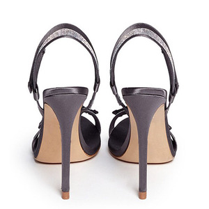 <b>Big</b> Size 46 Women <b>Bow</b> Knotted High Thin Heels Sandals Summer Bling Diamonds Dress Stiletto Ankle Buckle Shoes - Product Image 3