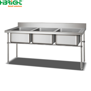 Commercial <b>Kitchen</b> <b>Equipment</b> Stainless Steel Generous Chinese Double Sinks Scrubblng Tank - Product Image 3