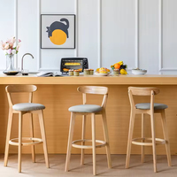 Tabourets de bar en bois massif de frêne, tabourets modernes, chaises de salle à manger rondes en cuir, meubles de bar, taburetes de bar, vente chaude, pas cher