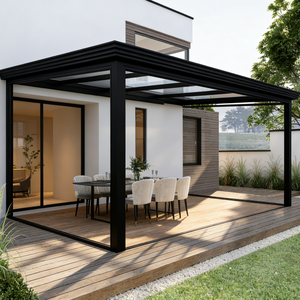 Gazebo et pergola en alliage d'aluminium et verre trempé, auvent électrique, <span class=keywords><strong>solarium</strong></span>, protection solaire pour terrasse - Product Image 3