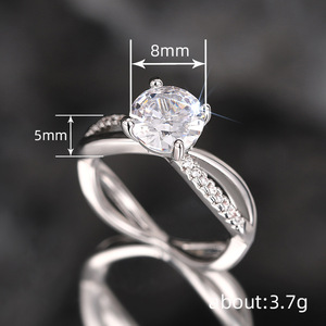Anello di Fidanzamento Classico con Zircone Rotondo per Donne, Elegante Gioiello da Dito per Matrimonio - Product Image 5
