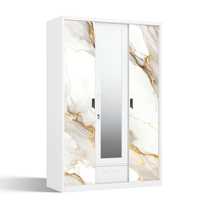 Armario de Acero Impreso con 3 Puertas Correderas y Espejo, Cajón de 1200mm, Popular en Indonesia y Filipinas - Product Image 2
