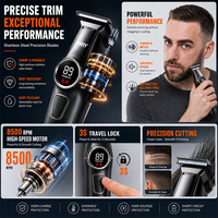 MRY Ensemble de tondeuse à barbe multifonctionnelle 5 en 1 pour homme, tondeuse à cheveux, étanche, sans fil, rechargeable