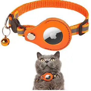 Collar reflectante de posicionamiento para mascotas a prueba de explosiones suave y fuerte ajustable con soporte para collar de perro gato Airtag