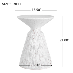 <b>White</b> Marble Retro Speckled Textured All Weather Mgo Side <b>Table</b> Indoor <b>End</b> <b>Table</b> For Home Office Living Room - Product Image 6