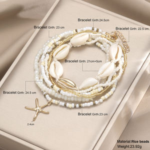 Mode été plage or coquille <span class=keywords><strong>chaîne</strong></span> perlée multicouche bracelets <span class=keywords><strong>de</strong></span> <span class=keywords><strong>cheville</strong></span> femmes Boho étoile <span class=keywords><strong>de</strong></span> mer <span class=keywords><strong>cheville</strong></span> Bracelets pieds nus bijoux pour cadeaux - Product Image 6