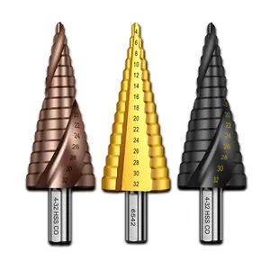 Wholesale Price HSS Step Drill Bits 4-20mm Straight Flute Punching Reaming Step Drill Set Triangle Shank