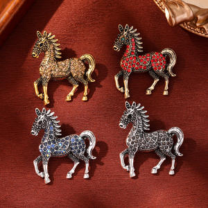 Rétro élégant strass zodiaque cheval broche personnalisé Animal charme pour hommes/femmes costumes empêche les vêtements montrant la <span class=keywords><strong>naissance</strong></span> - Product Image 2