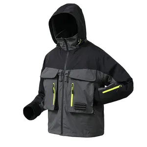 Men's Fly Fishing Wading Jacket 100% 3-layer Waterproof Durable Breathable Windproof Hunting Coat with Hoodie