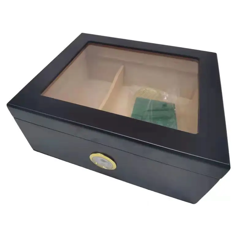 hot sale Popular walnut design cigar accessories cases wooden cigar box with cigar humidor hygrometer