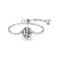 Anillos Apilables Ajustables Sunstar Chain Ring de Plata de Ley 925 con Zirconia, de Moda para Chicas y Mujeres, Anillo de Compromiso