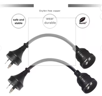Enchufe de extensión AU de 3 pines 1 a 1 aprobado por SAA 10A 250V-Cable de punto de alimentación de salida única 1.0mm ² con obturador para uso en el hogar y la Oficina