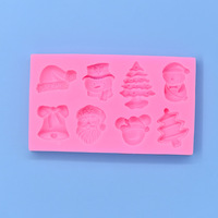Ensemble de moules en silicone à thème de Noël avec forme circulaire et emballage OPP pour la pâtisserie, les gâteaux DIY, le fondant, les chocolats, les biscuits