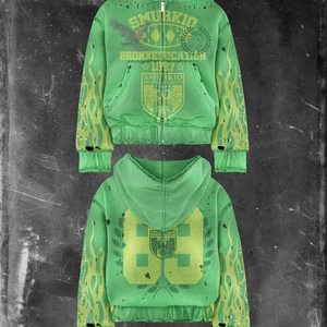 Sudadera con Capucha Oversize de Algodón Lavado al Ácido, Unisex, con Parches Personalizados, Bordado y Serigrafía, para Otoño, 350g, Estilo Urbano - Product Image 2