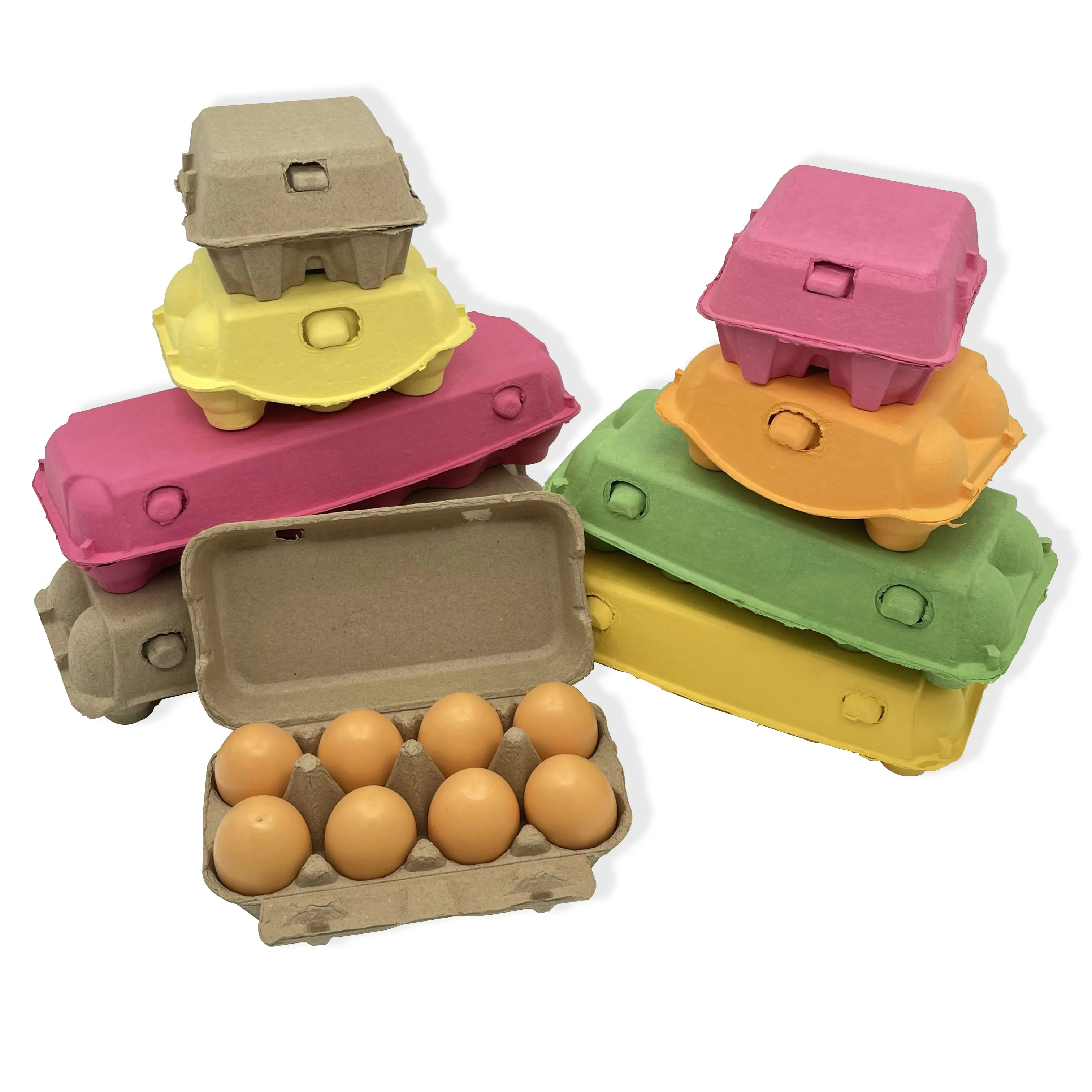 Emballage d'œufs compostables jetables 4/ 6 /8/ 10/ 12 cellules, plateau d'œufs en papier, cartons d'œufs