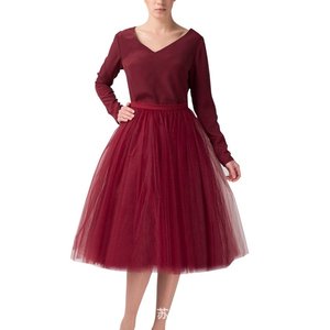 Q30428 19 couleurs jupes décontractées évasées pour femmes 3 couches 25 "65CM longues volants fête Tutu jupe en <span class=keywords><strong>tulle</strong></span> en couches - Product Image 3
