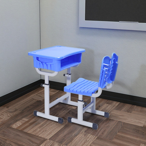 Ensembles d'étude de classe de formation primaire et secondaire de conception moderne bureaux en plastique et chaises en métal pour l'étude d'écriture de sieste - Product Image 6