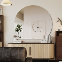 Miroir mural demi-rond sans cadre, anti-explosion, décoratif pour salle de bain et chambre à coucher