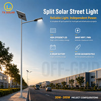 Lampadaire solaire à panneaux séparés avec batterie intégrée et hauteur de poteau personnalisable 6M30W 7M40W 8M60W 9M80W