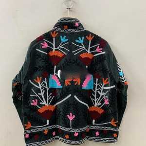 Embroidered <b>Velvet</b> Suzani Bomber <b>Jacket</b> <b>Women</b> Boho Indian Ethnic Cotton Lining Quick Dry Breathable Outerwear B2B Wholesale - Product Image 5