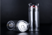 Pot rond en plastique PET pour aliments / Pot à bonbons et biscuits avec couvercle en forme de tête d'ours / Emballage écologique anti-fuite de 300 ml pour fruits secs