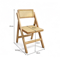 Chaise de salle à manger pliante en bois massif de style nordique avec assise en rotin personnalisée, mobilier moderne de haute qualité pour restaurant et bureau