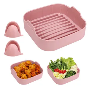 Square Silicone Air fryer Liners Silicone Baking Tray Silicon Air Fryer 8inch Air Fryer Basket pot set
