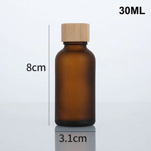 Botella de aceites esenciales de vidrio ámbar esmerilado mate de 5mL-100ml, tapón de rosca de madera de bambú, contenedor cosmético casero, botella de esencia - Product Image 6