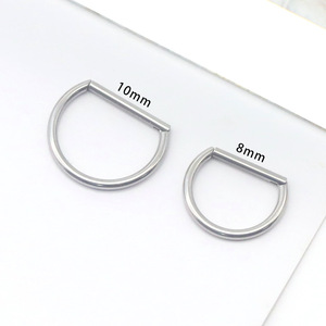 Anneau de nez en acier inoxydable en forme de D, bijoux de piercing pour septum en argent et or, bijoux de corps tendance DQ00160 - Product Image 3