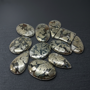 Pierre précieuse naturelle Apache Gold, cabochon en vrac, vente en gros, pierre de guérison en pyrite dorée et magnétite pour la fabrication de bijoux - Product Image 2