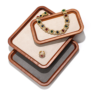 Jewelry Display Tray Wood Material Beige One Piece For Rings Necklaces Bracelets Jewelry Viewing <b>Plate</b> - Product Image 1