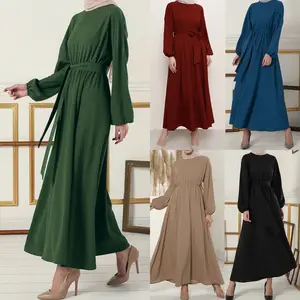 Thanh Lịch Đơn Giản Abaya Giản Dị Rắn Phụ Nữ Hồi Giáo Maxi Dress Abaya Dubai Hồi Giáo Ăn Mặc Ai Cập Thổ Nhĩ Kỳ Thổ Nhĩ Kỳ omani Hồi Giáo Quần Áo
